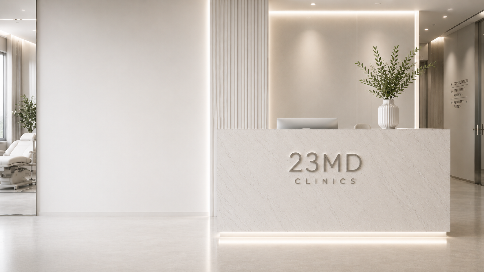 23MD clinic reception with marble signage