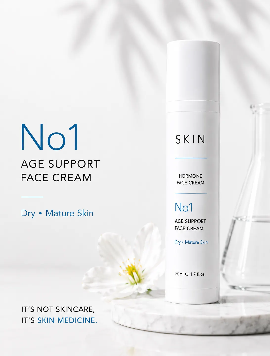 White pump bottle numbered 1, illustrating a face cream in the skin care range at 23MD