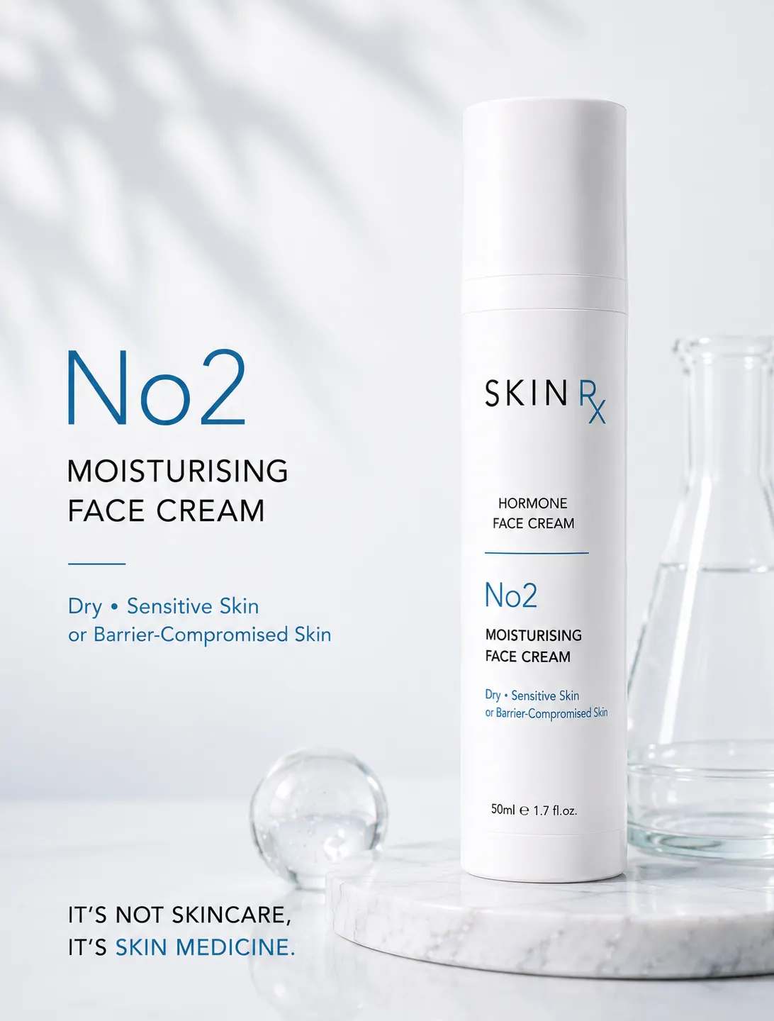 White pump bottle numbered 2, illustrating a face cream in the skin care range at 23MD