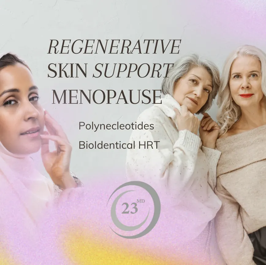 Women beside text about menopause and skin support illustrating an archived health article at 23MD