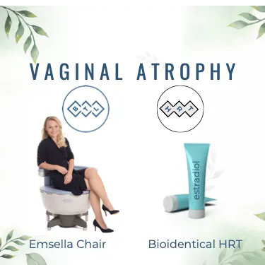 A woman standing beside a pelvic floor chair and cream illustrating an archived health article at 23MD