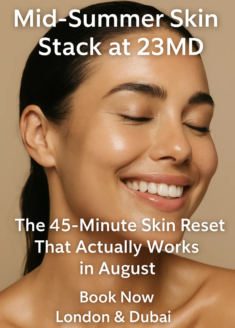 A smiling woman beside text about seasonal skin care illustrating an archived health article at 23MD
