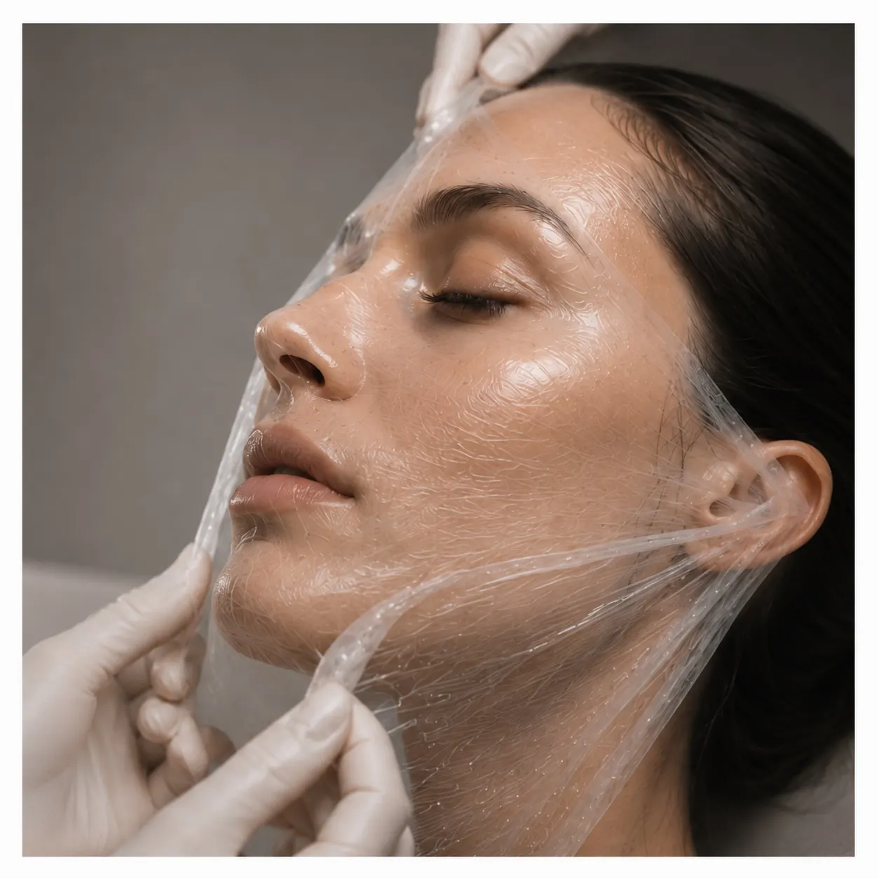 A skin pen being applied to facial skin during microneedling treatment at 23MD