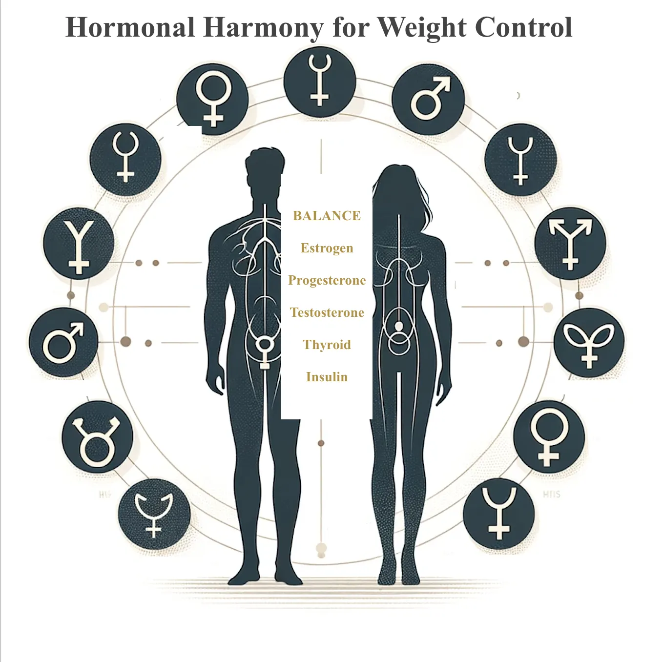 Body outlines surrounded by hormone symbols illustrating an archived health article at 23MD