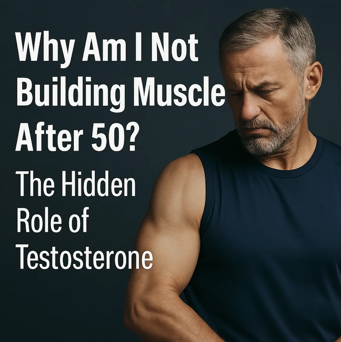 A man with folded arms beside text about muscle and hormones illustrating an archived health article at 23MD